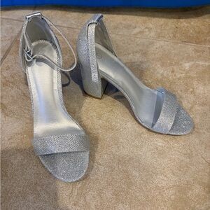 Oasis Shimmering Silver Block Heels